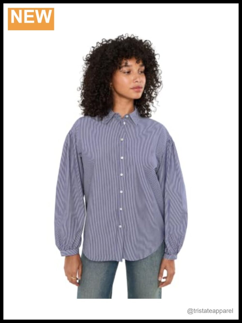 Classic Fit Organic Cotton Long Sleeve Button Front Collared Blouse